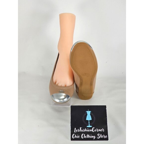 Coach Chelsea Women's Caramel Leather Ballet Flats With Silver Cap Toe Sz 8B 273 - Picture 3 of 16